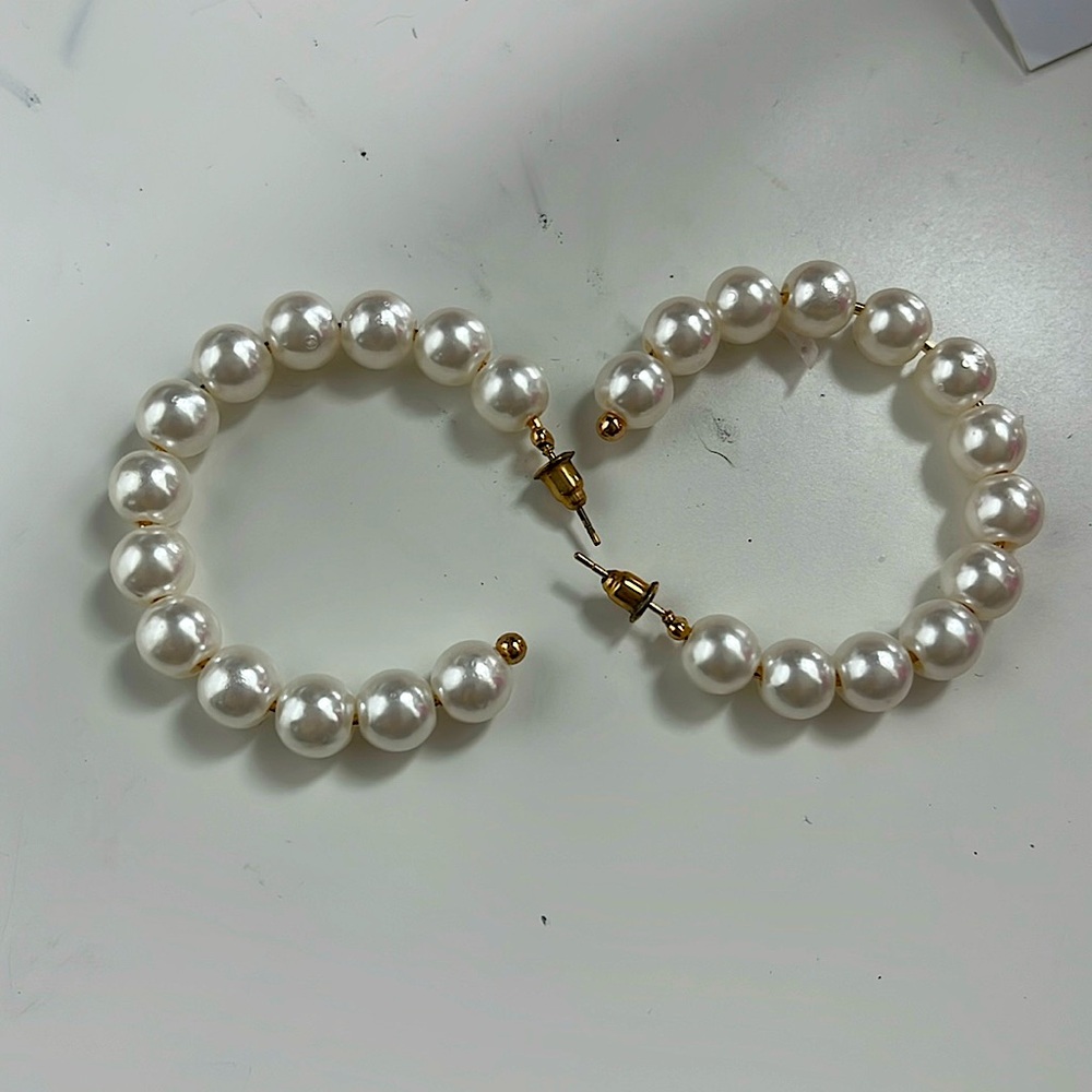 Pearl Hoop Earrings - Forever 21